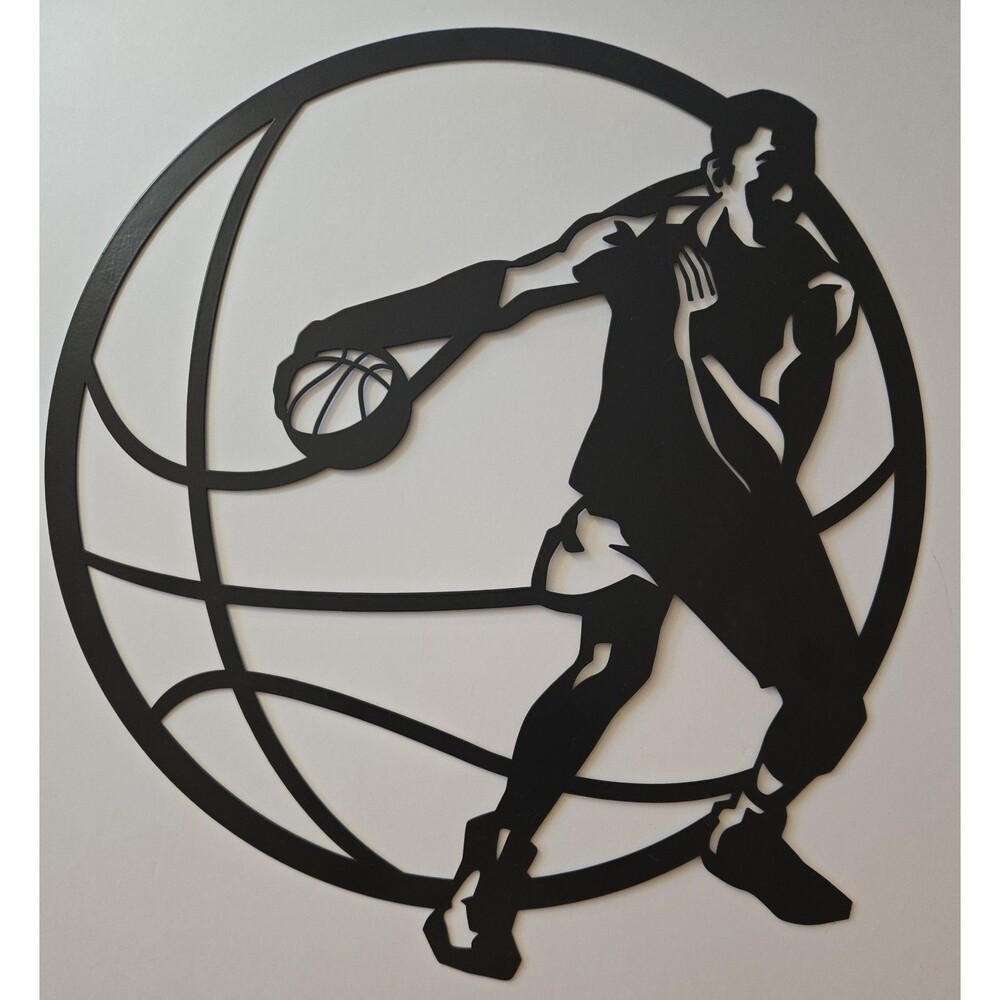 Die Cut Basketball Metal Wall Art Black